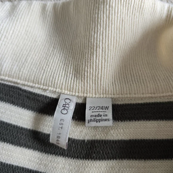 Cato Dark Olive Green & Cream Striped Knit Top Sweater - Picture 4 of 8